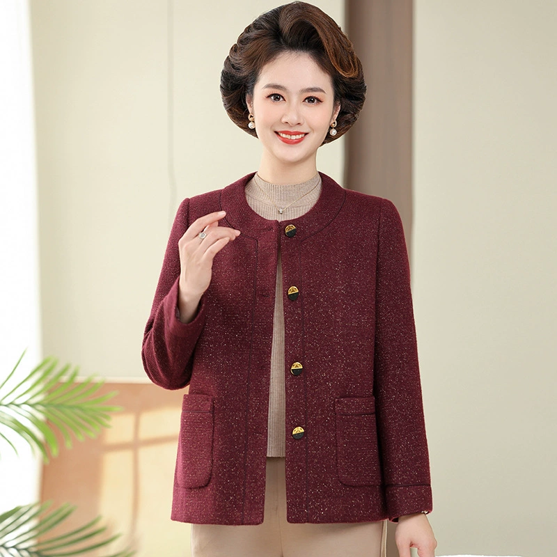 Мама средних лет весеннее платье маленькая ароматная куртка 2025 новая женская одежда среднего и пожилого возраста весна и осень минус национальный стиль топ