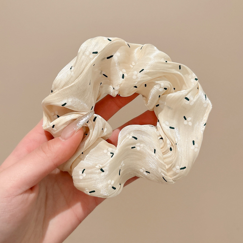 2025 primavera nueva tela amarilla anillo de cabello de intestino grande mujer japonesa ondulación asintiendo cuerdas de cabello de cola de caballo adornamiento para el cabello