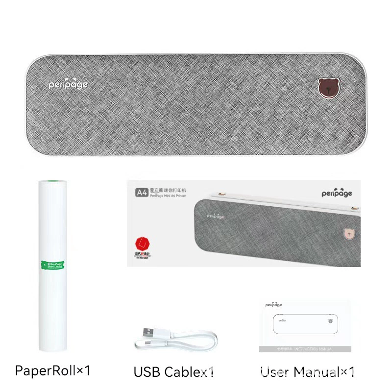Portable A4 Printer (PERIPAGE A4), ink-free mini, high-definition, compact 265×80×45mm