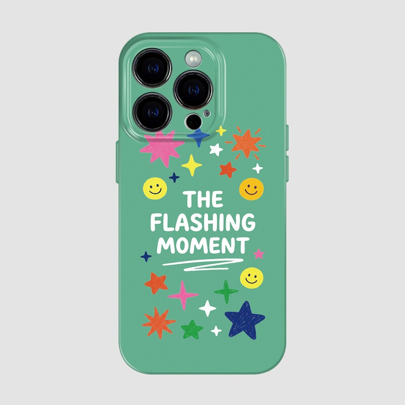 Flashing Stars and Smiley Faces Suitable for iPhone 17 Apple 16 Pro Max Phone Case 15 English Niche Ins Style Flashing Stars and Smiley Faces Suitable for iPhone 17 Apple 16 Pro Max Phone Case 15 English Niche Ins Style