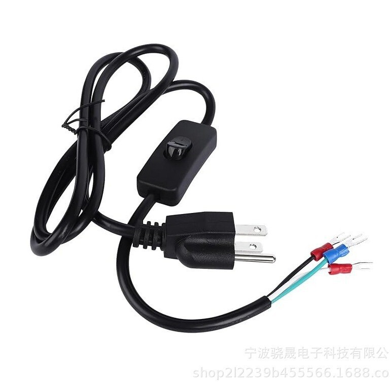 Ac Power Extension Cord with On/Off Switch and Forked Terminal Connector Power Cord with 3-Prong Grounding Plug