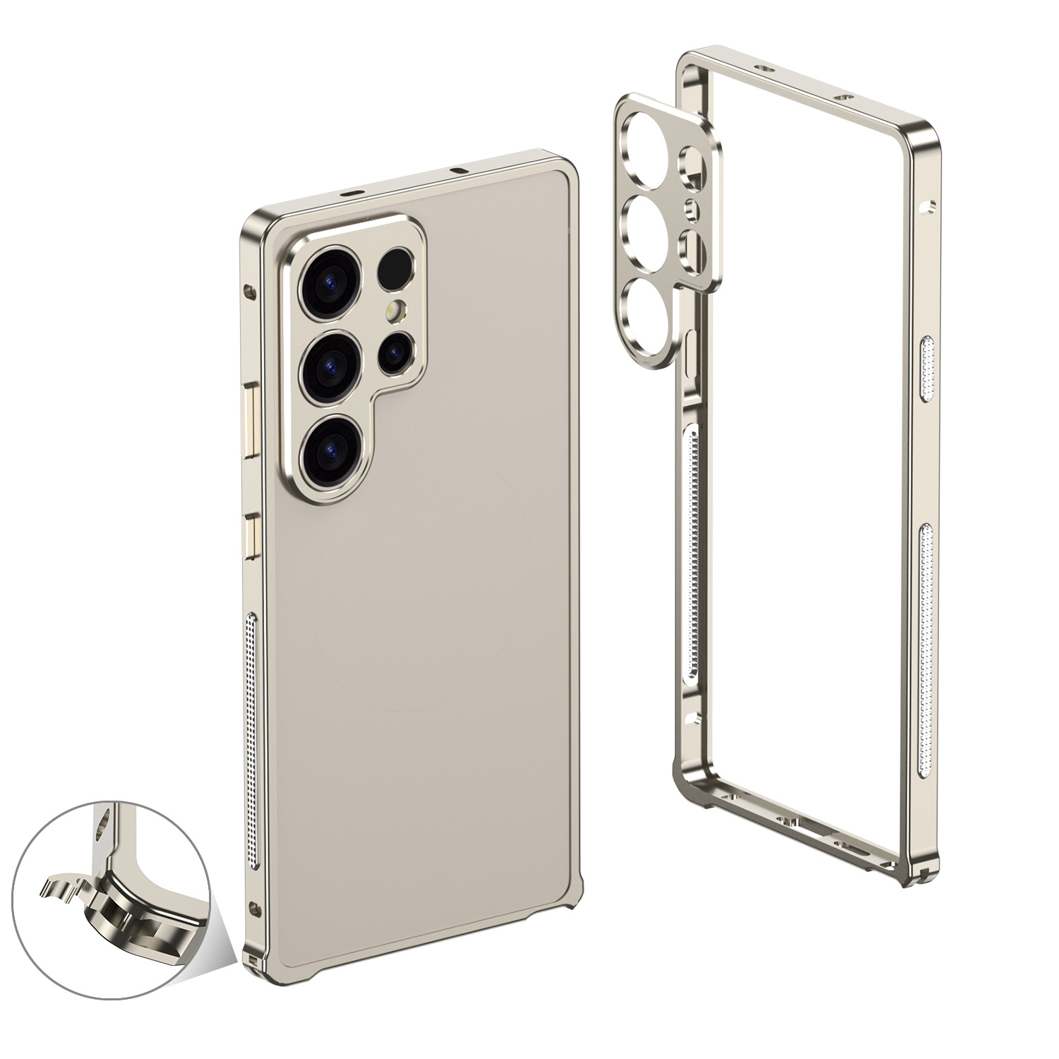 クロスボーダー SamsungS24Ultra 海馬バックルフレーム S23U 金属携帯電話ケースベアメタル Samsung S25U に適しています。