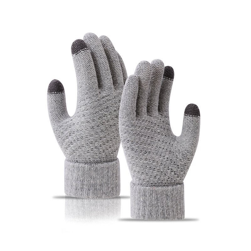 Gloves winter warm student Korean version of simple men's and women's fleece thickened cycling five fingers can touch screen cold cotton gloves_maomaolike.com