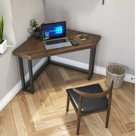 实木三角形桌转角椅电脑桌简约办公拐角书桌家用小户型墙角桌设计