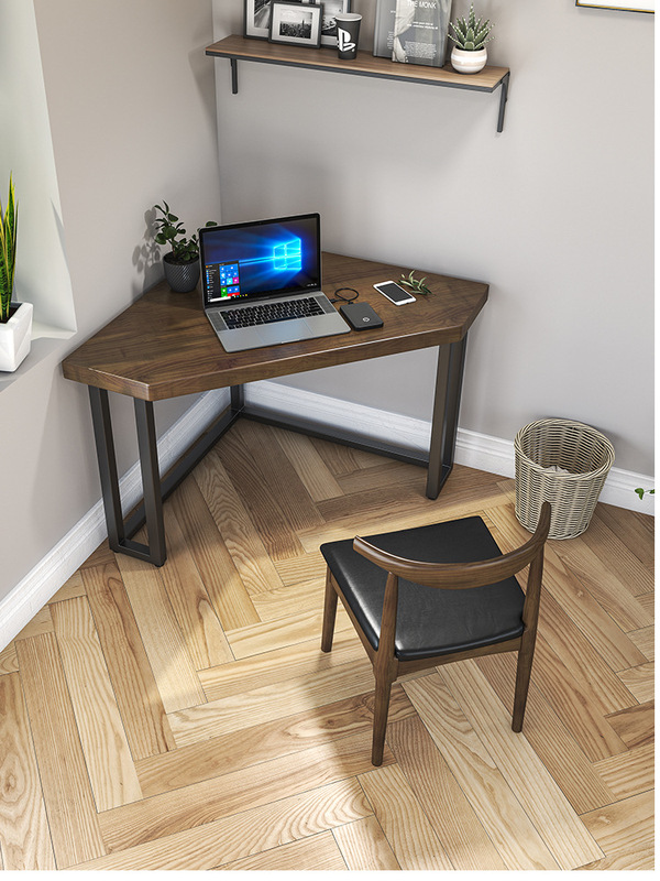 Solid wood triangle table corner chair computer desk simple office corner desk home small apartment corner table design