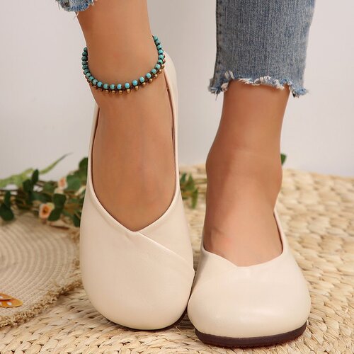 Large size single-layer women's 2024 spring and summer new round head shallow cut flat-heeled mother's shoes casual minococcasin-minoccasin-bean shoes foreign trade wholesale
