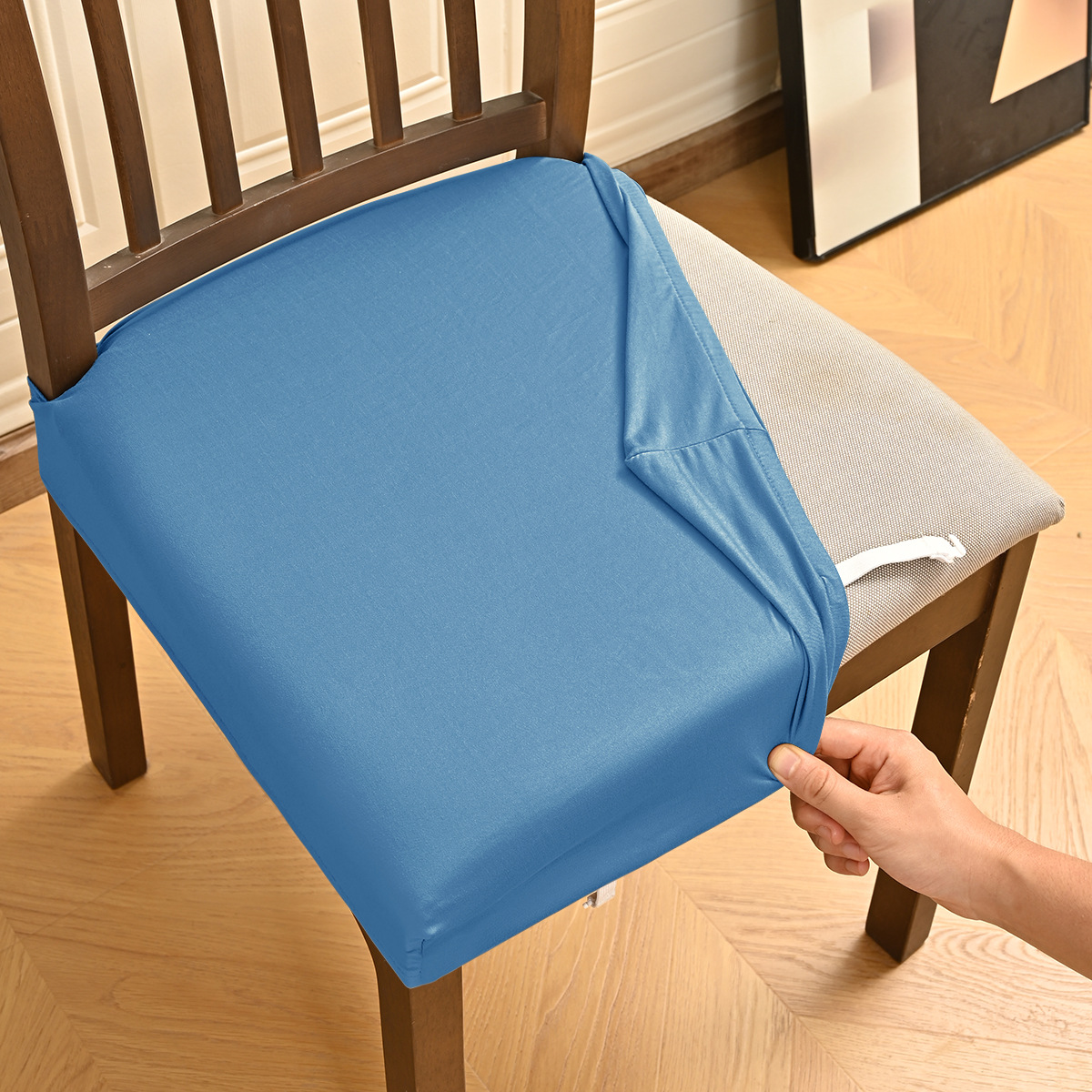 Elástico transfronterizo hilo de leche impermeable doble máscara elástica taburete con lengua de hebilla antideslizante asiento cojín cubierta taburete cubierta al por mayor