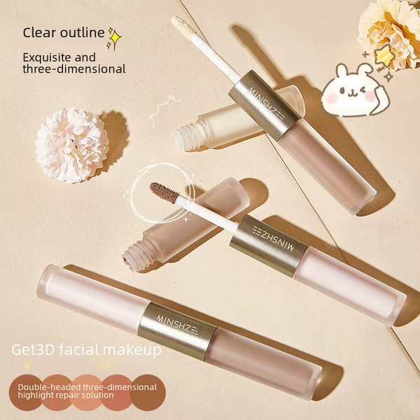 Mingxizhi double-headed liquid highlight facial repair stick nose shadow side shadow face brightening lying silkworm female liquid facial repair liquid