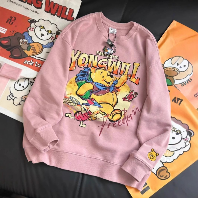 Cross-border Autumn and Winter New Winnie the Poozer Printed Round Neck Top Women's Korean-style Dongdaemun Cute Ins Style Loose Sweat Cross-border Autumn and Winter New Winnie the Poozer Printed Round Neck Top Women's Korean-style Dongdaemun Cute Ins Style Loose Sweat