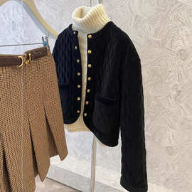 现货菱格绗线棉衣云朵温柔系派克棉服女女小个子显高
