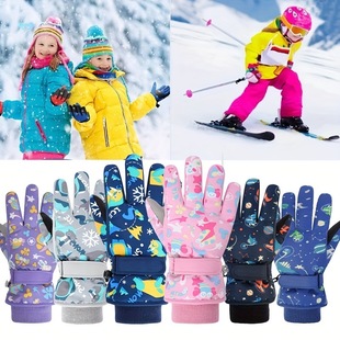 1 Pair of Winter Ski Gloves Boys Warm Gloves Plus Velvet Cross-Border