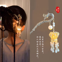 马面裙配饰发光发簪女2025新款儿童古风头饰宫灯簪子汉服盘发发钗