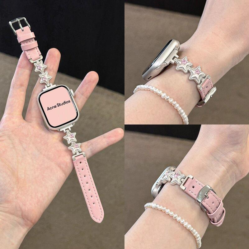 Suitable for Honor Watch X5 Strap, Honor Wristband, Honor Watch 5/4 Star Balloon Strap with Rhinestones, New Leather Design