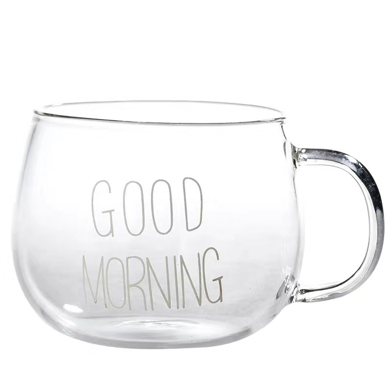 批发高硼硅玻璃杯大肚杯 创意早餐牛奶果汁杯  大容量透明水杯