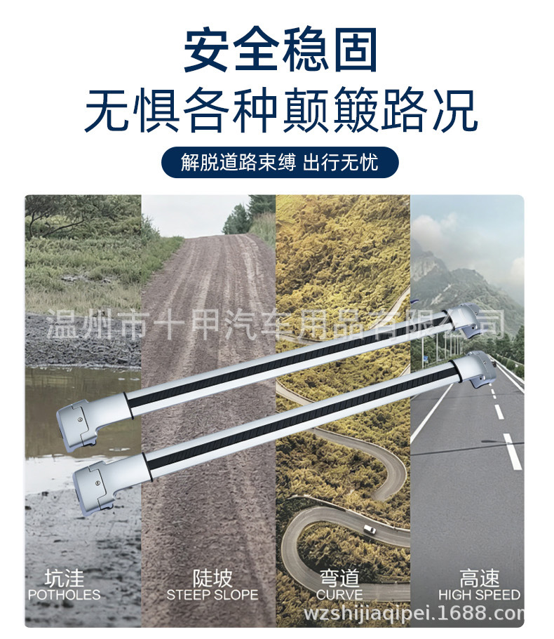 Heavy-Duty Aluminum Alloy Roof Rack with Low-Profile Clamp Design for Carrying Luggage and Cargo