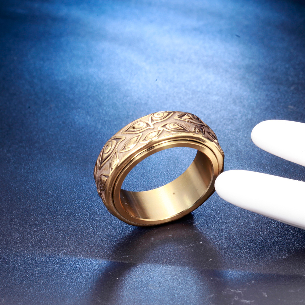 Rings Classification 1 Piece Quantity Daily Occasion Retro Geometric Titanium Steel Polishing 18K Gold Plated Men'S Rings Men Signet Rings