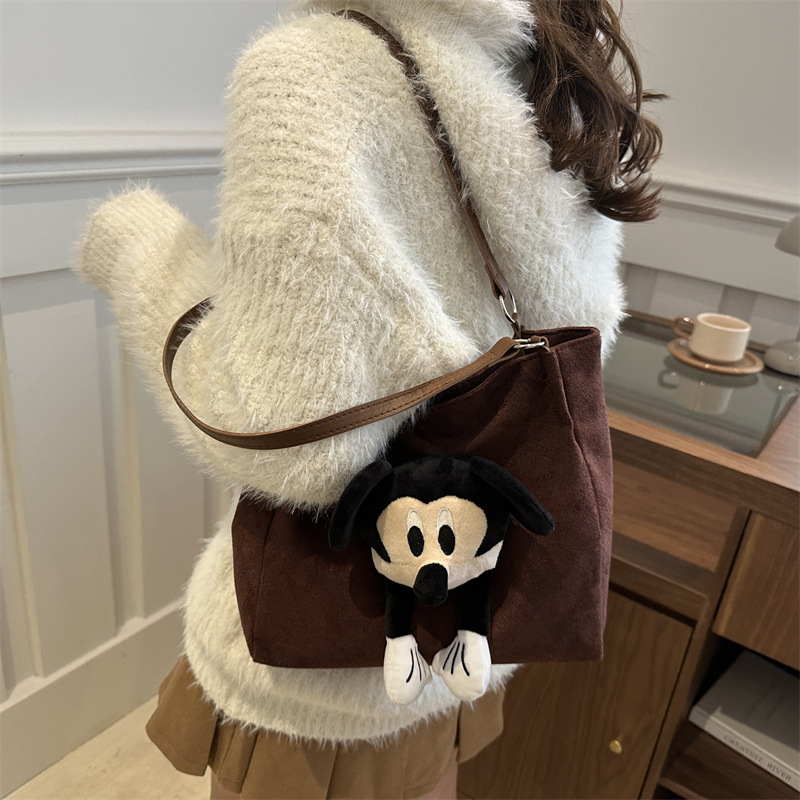 Bolsas relajadas para mujeres de gran capacidad 2024 nuevo Mickey de dibujos animados bolsas de hombro casuales bolsas de clase universitarias