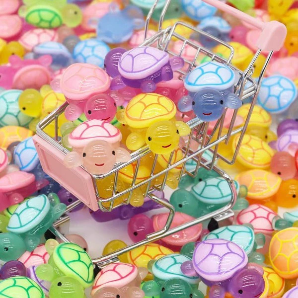 Интернет-знаменитости, мультяшная серия черепах, микропейзаж, аквариум, ландшафтные украшения, милые красочные маленькие черепахи, светящиеся украшения