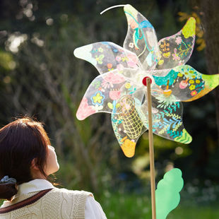 Pvc Transparent Large Windmill Kidsren's Toys Outdoor Rotating DIY Small Handmade Creative Kindergarten Graffiti Material Package