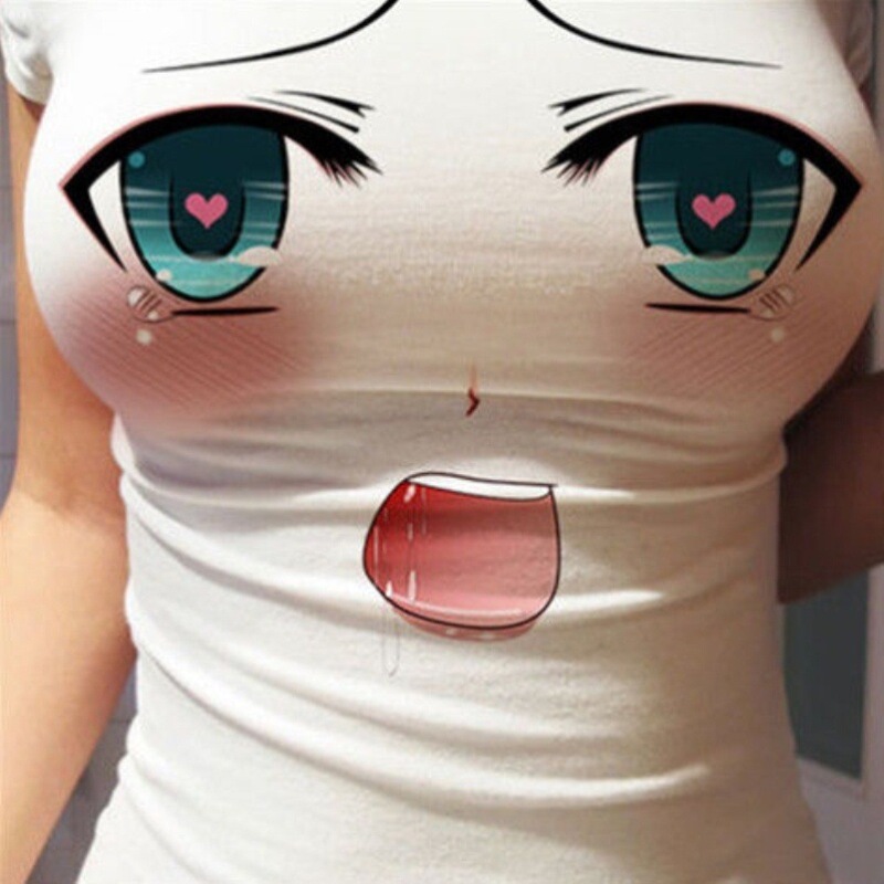 Big Eyes T-Shirt 3D Tight Top Showing Breasts Big Live Broadcast Clothes Female Anchor Clothes Sweet Clothes Internet Celebrity Big Eyes T-Shirt 3D Tight Top Showing Breasts Big Live Broadcast Clothes Female Anchor Clothes Sweet Clothes Internet Celebrity