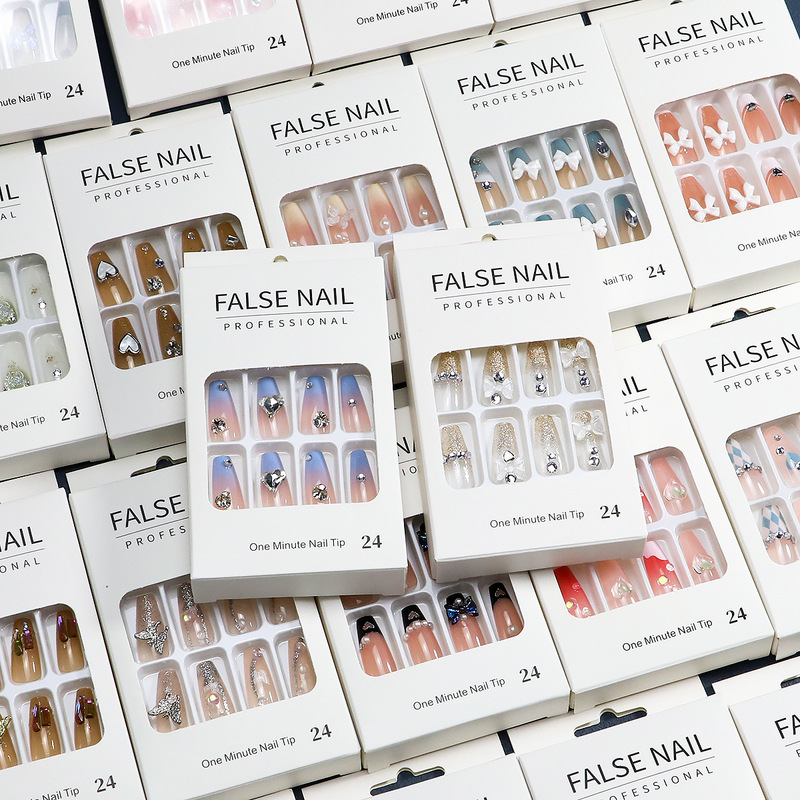 A variety of boxed long wear armor bow nail piece alloy drill French fake nails love butterfly A variety of boxed long wear armor bow nail piece alloy drill French fake nails love butterfly