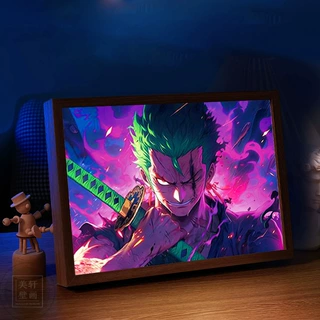 厂家批发索隆系列灯光画抖音网红装饰画小夜灯创意相框摆台dys