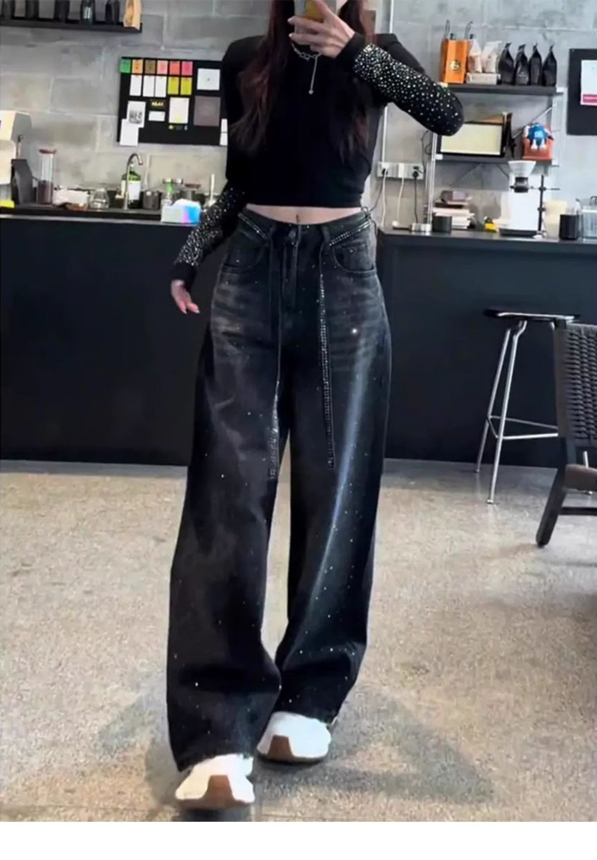 Jeans Hot Diamond con lacci di grandi dimensioni per donna 2025, nuovi pantaloni lunghi eleganti e dritti a gamba larga per ragazze grasse di grandi dimensioni_voghion.com