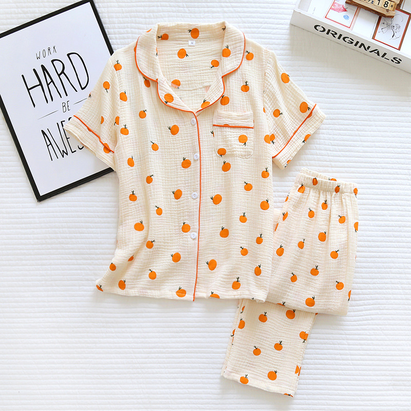 LJHイエローオレンジクレープ半袖ロングパンツ