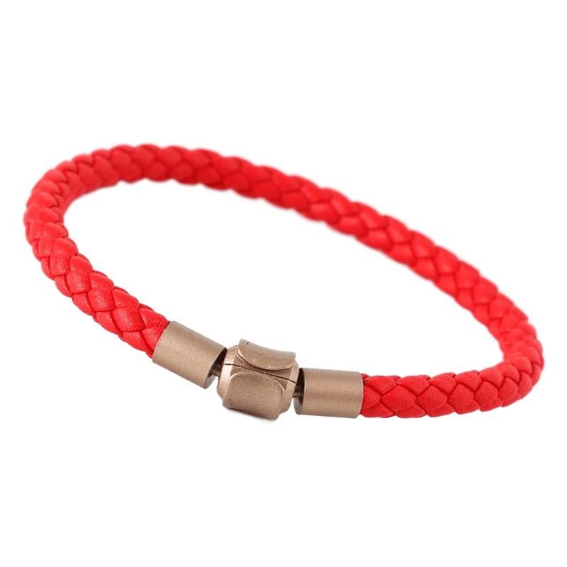 Zhou family with leather rope bracelet can wear XL transfer beads hand rope 3d hard gold jewelry beads jewelry lovers string rope