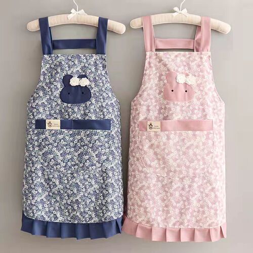 Korean style fashionable bamboo cotton suspender apron for home kitchen cooking women's overalls anti-fouling breathable new style