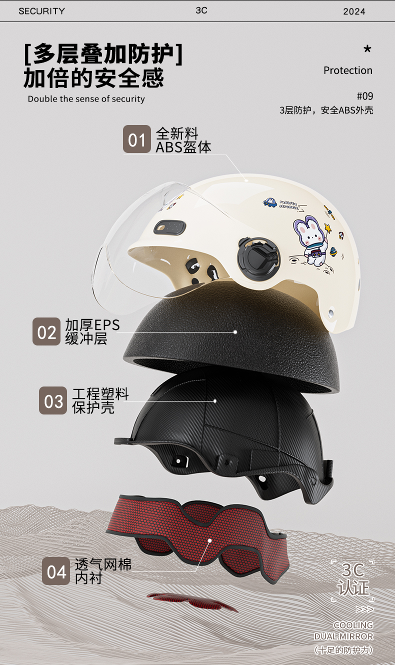 National standard 3C certification electric battery car helmet men's and women's motorcycle summer helmet four seasons universal summer half helmet