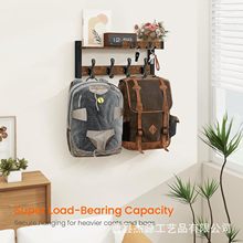 跨境实木壁挂收纳架玄关挂钩展示架创意衣帽架民宿门口储物架