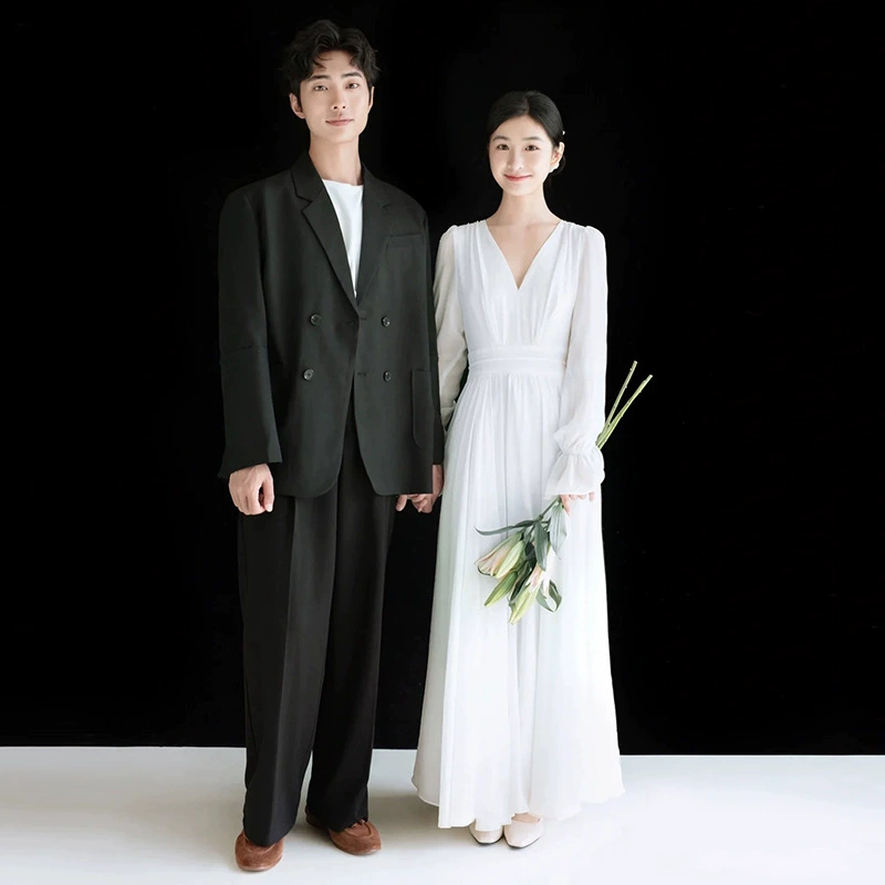 Маленькое легкое свадебное платье простое Мори супер фея французская фотография путешествий легкое белое зимнее регистрационное платье с длинным рукавом