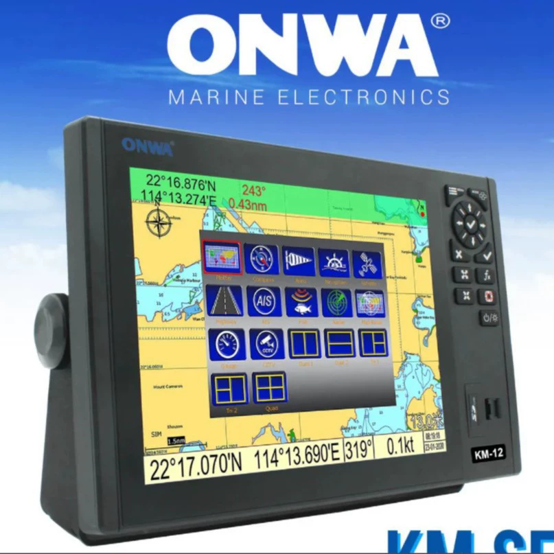 ONWA KM-12A 12-дюймовый GPS эхолот/глубиномер/эхосонд (поддерживает