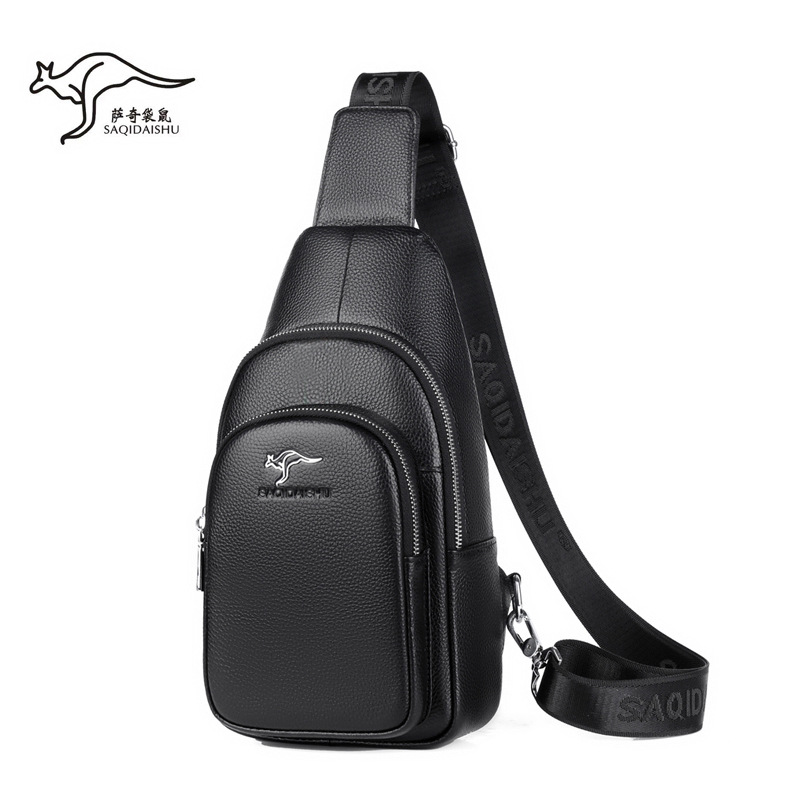 Sachy Kangaroo Genuine Leather Chest Bag Business Men's Crossbody Bag Fashion First Layer Cowhide Chest Bag Casual Small Backpack Bag