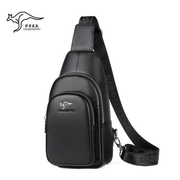 Sachy Kangaroo Genuine Leather Chest Bag Business Men's Crossbody Bag Fashion First Layer Cowhide Chest Bag Casual Small Backpack Bag