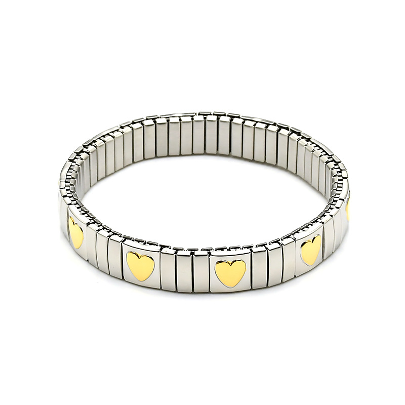 304 Stainless Steel Material Heart Shape Pattern Simple Style Heart Shape 304 Stainless Steel 18K Gold Plated Bracelets In Bulk