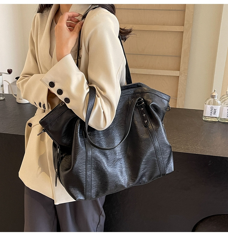 Cross-border large-capacity tote bag for women 2024 New style fashionable single-shoulder bag, retro simple casual crossbody bag for women undefined