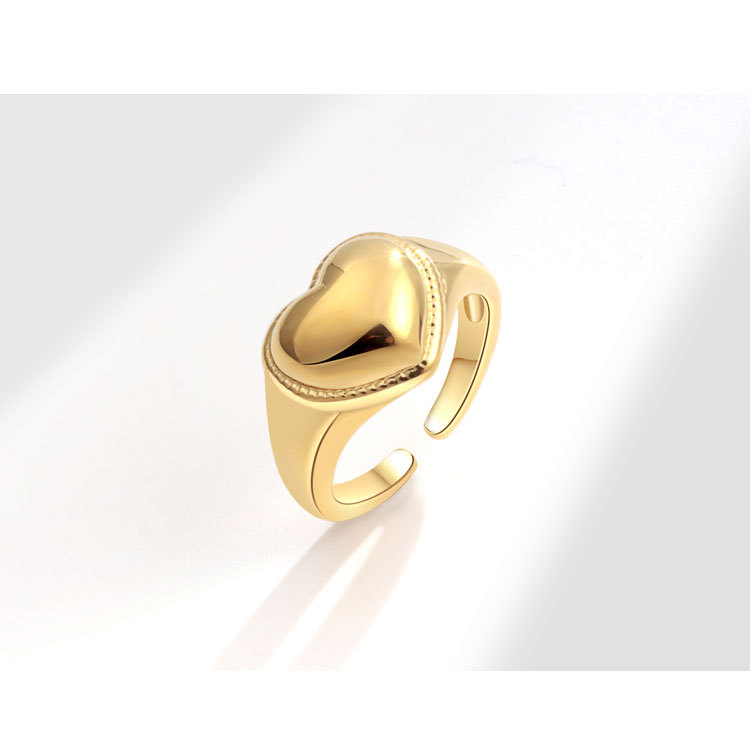 Heart Shape Pattern Wholesale Sweet Simple Style Heart Shape Copper Plating Open Rings