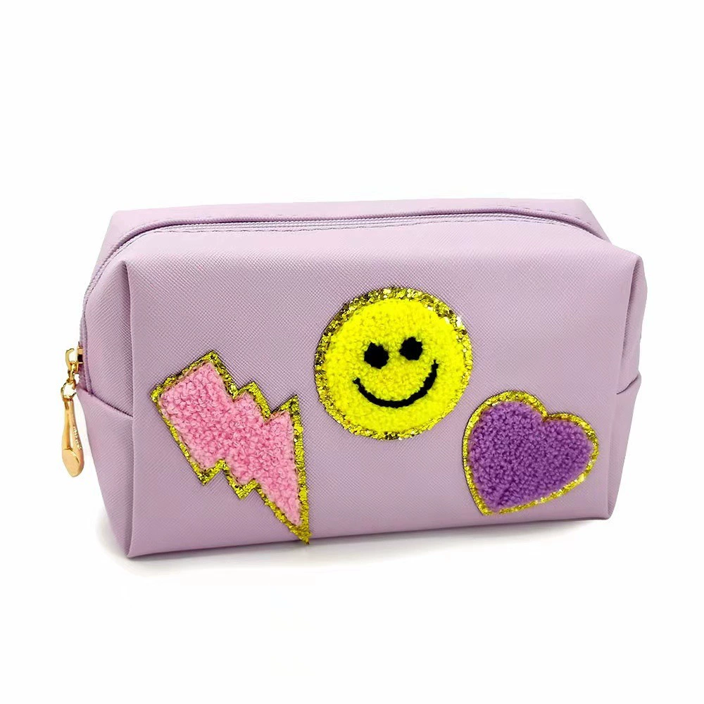 Новая косметичка с радужным смайликом, косметичка с молнией, сумка для мытья, сумка для хранения полотенец с вышивкой букв