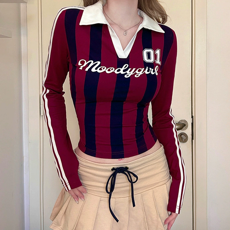C320TP Европа и США трансграничный спортивный ветер в полоску V-образный отворот трикотаж с лацканом