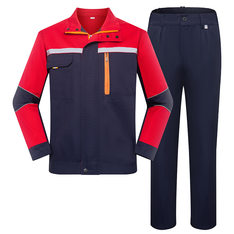 春と秋の長袖労働保護作業服スーツプラス反射ストリップ工場服電気技師の服ワークショップ作業服スーツ卸売|undefined