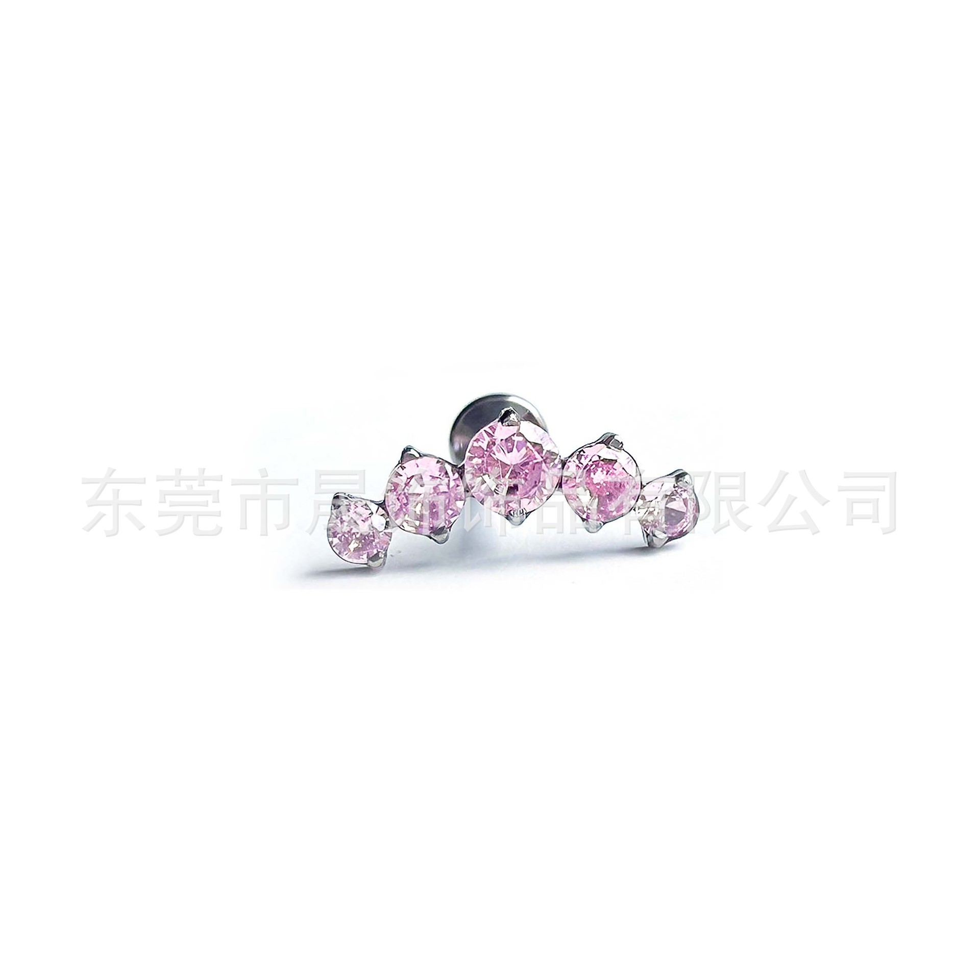 F136 Titanium Alloy 五连 Diamond Ear Stud Cubic Zirconia Helix Cartilage Stud G23内牙 Labret Stud Piercing Jewelry Geometric 造型