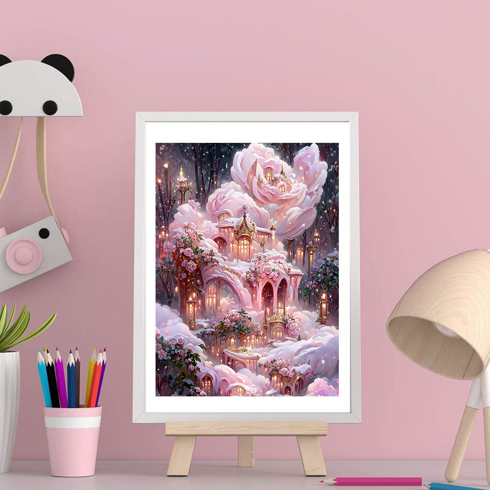 Flores paisajísticas llenas de diamante DIY pintura de diamante hecha a mano Rubik cuadrado conjunto de pegatinas de diamante cross-border DIY pintura de diamante hecha a mano