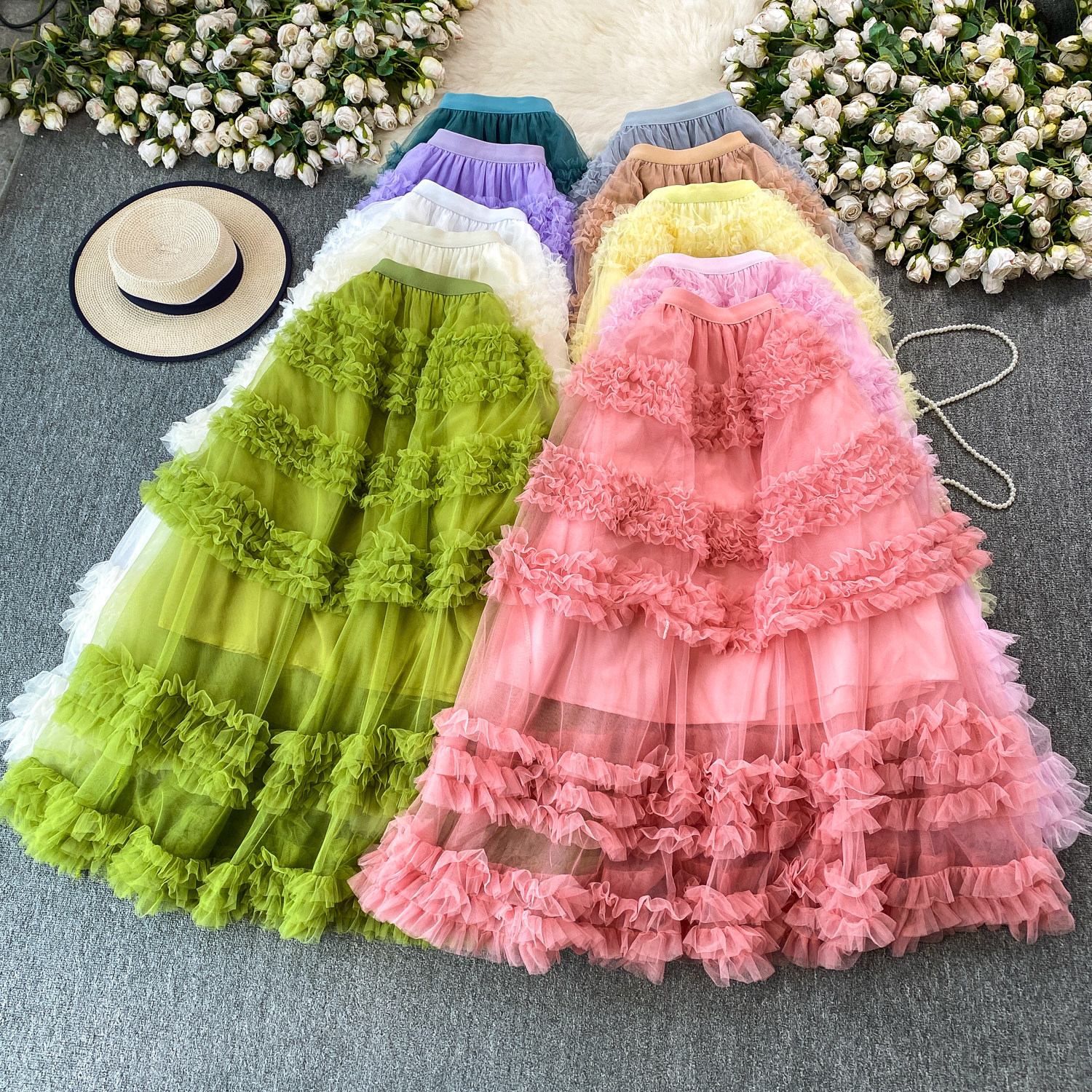 Fairy Romantic Style High-Waisted Ruffle Skirt For Women Sweet And Youthful Slimming Cake Skirt For Summer_ecoleips.com