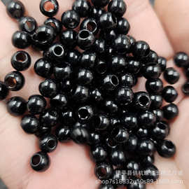 黑色塑料大孔珠圆珠仿玉石散珠仿黑玛瑙仿黑曜石diy饰品配件珠子