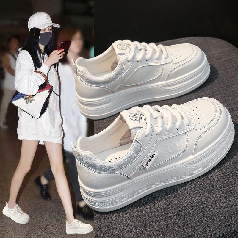 萱美足 秋冬女鞋新款小白鞋女学生韩版厚底增高休闲板鞋潮鞋568-1|undefined