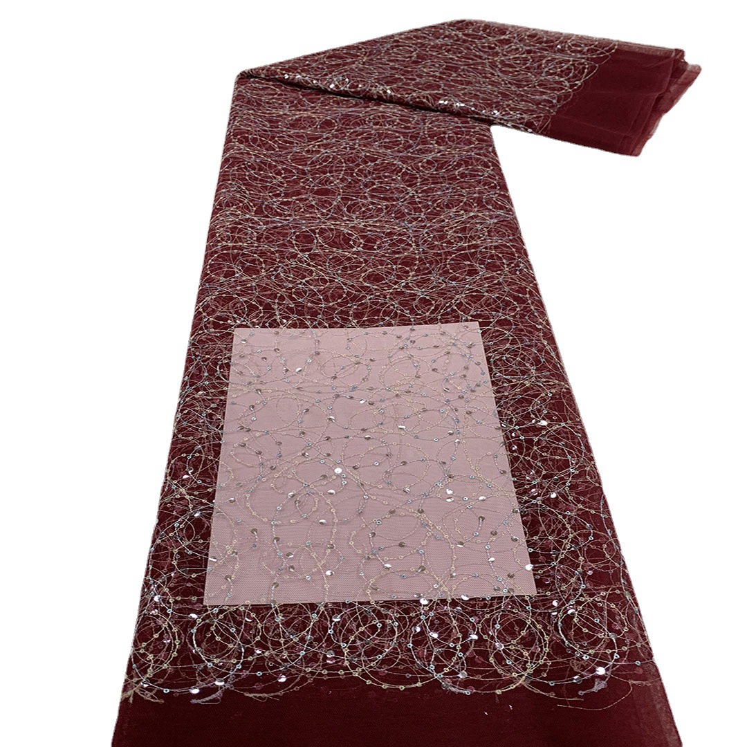 Tejido de bordado de malla de cuentas de tela de bordado de patrón desordenado vestido pequeño vestido de paleta de encaje tela JX3496 image 5