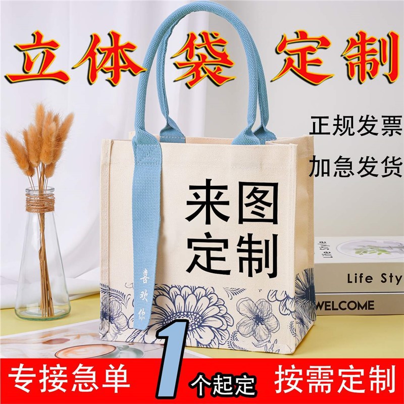 帆布袋定 制空白DIY大漆漂漆手绘立体帆布包环保购物袋订 印logo