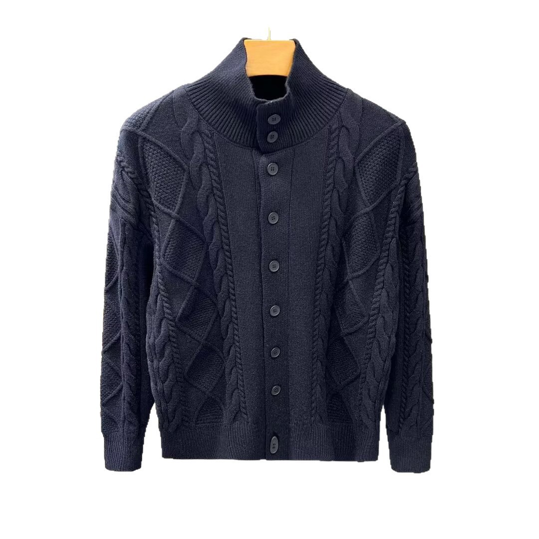 Explosiones transfronterizas de tamaño grande europeo jersey de punto suéter de hombre chaqueta de fijación de ganado chaqueta de invierno fábrica de suéter al por mayor